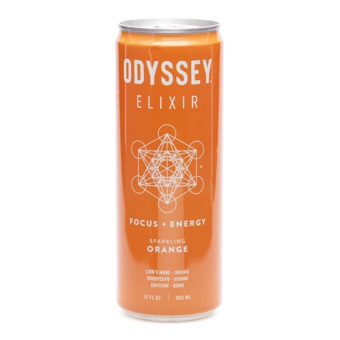 Odyssey Mushroom Focus + Energy Elixir - Sparkling Orange (4 Pack) - Can Front