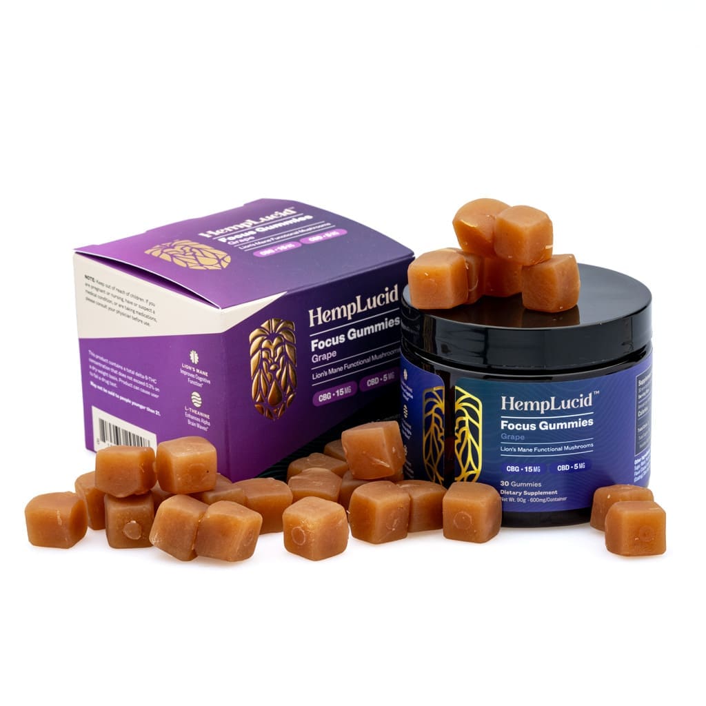 Hemplucid Focus Mushroom Gummies – Grape (450 mg Total CBG + 150 mg Total CBD) - Combo