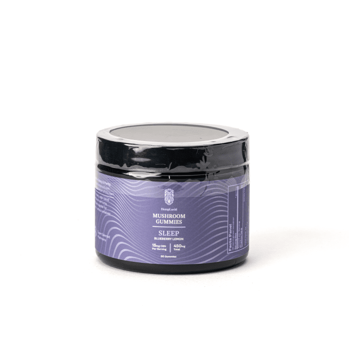 Hemplucid Sleep Mushroom Gummies - Blueberry Lemon (900 mg Total CBD + 450 mg Total CBN) - Jar Front