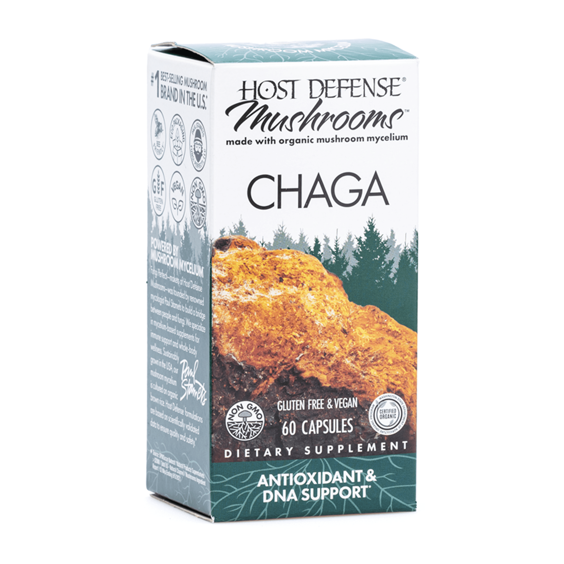 Host Defense Mushrooms Chaga Capsules (60 ct) - Box Front