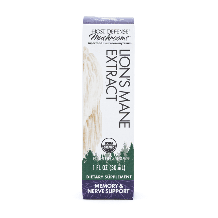 Host Defense Lion's Mane Extract (1 oz) - Box Front