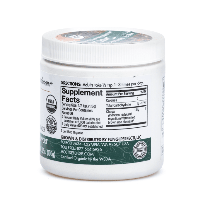 Host Defense Mushrooms Chaga Powder (100 g) - Jar Back