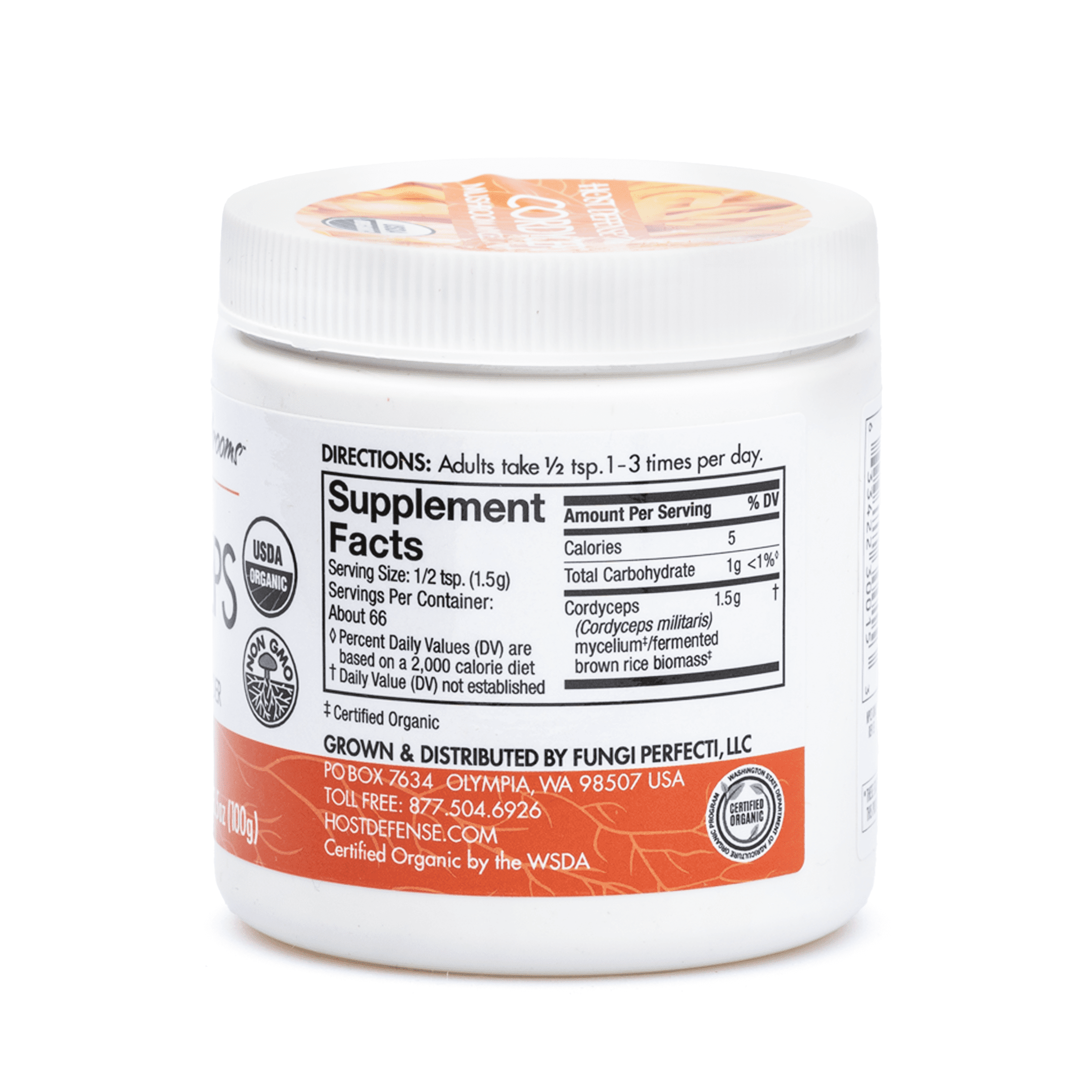 Host Defense Mushrooms Cordyceps Powder (100 g) - Jar Back