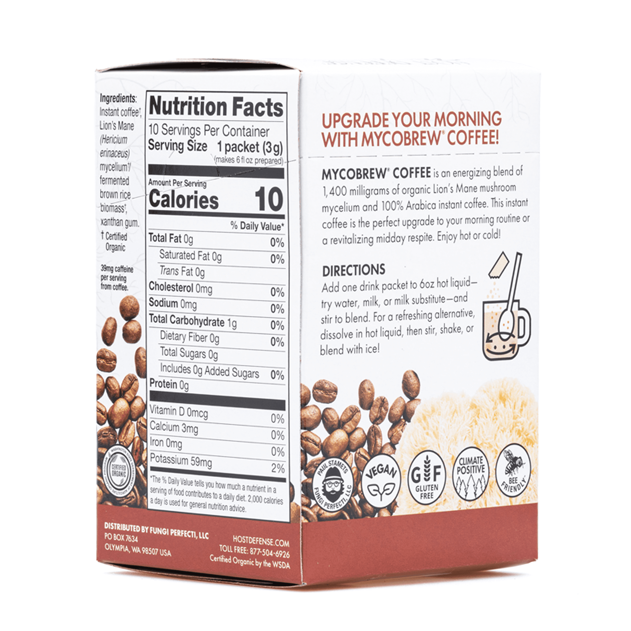 Host Defense Mushrooms MycoBrew Coffee (10 pk) - Box Back