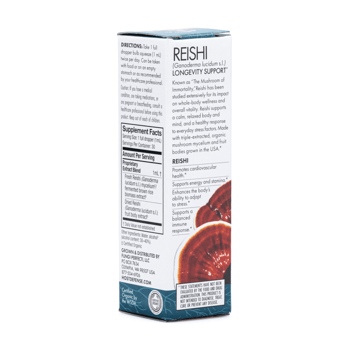 Host Defense Mushrooms Reishi Extract (1 oz) - Box Back